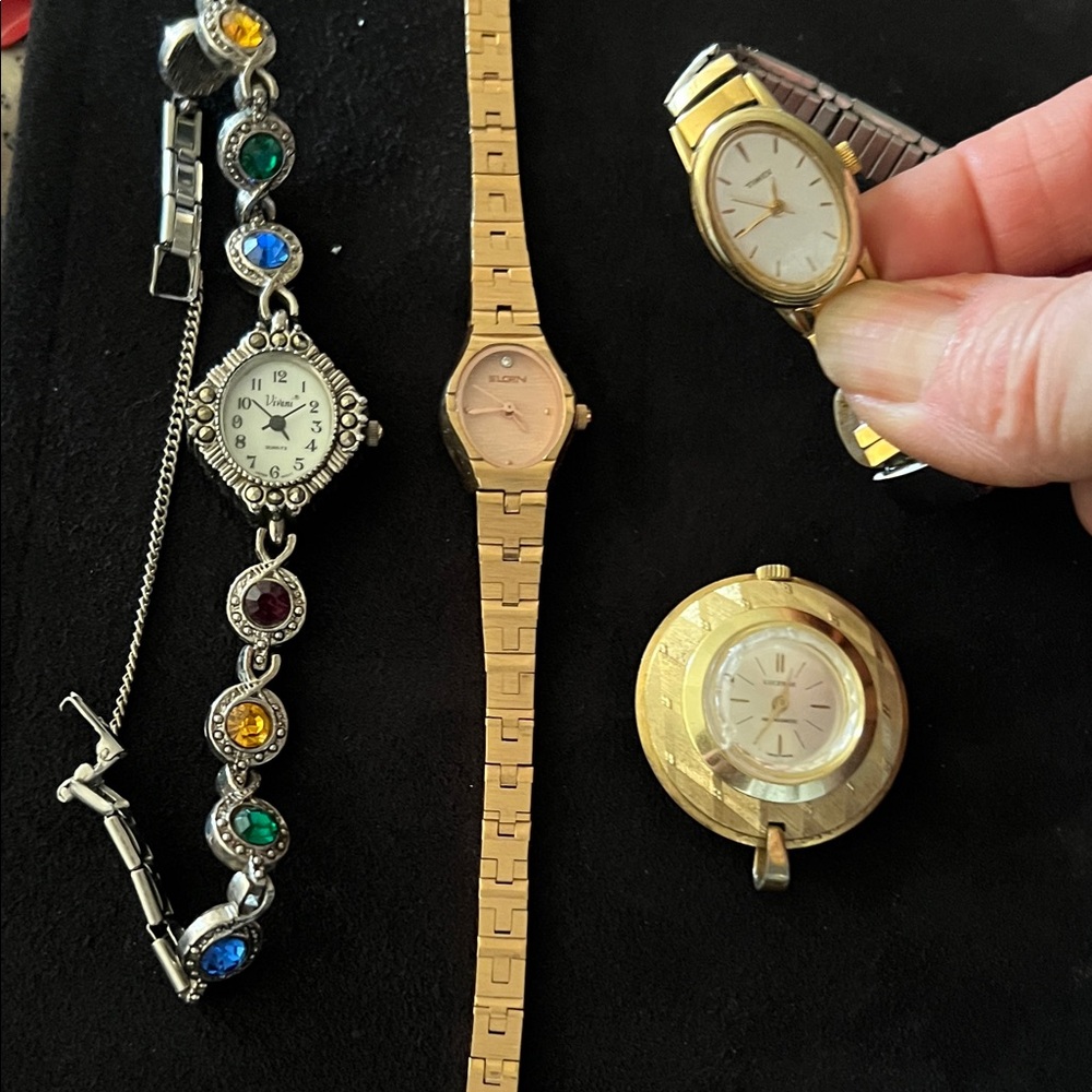 Lot ladies watches untested Elgin Timex Lucerne Vivani